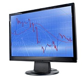 Computer monitor showing a stock chart